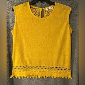 Cato Yellow Sleeveless Lace Blouse